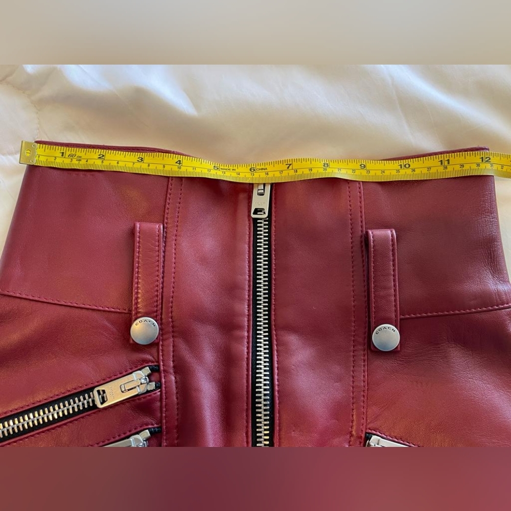 COACH High Waisted Lambskin Moto Skirt - Picture 7 of 11